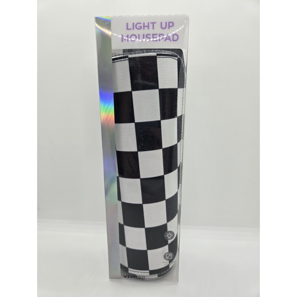 VIVITAR ​RBG Light Up Mouse Pad Black White Check Pattern